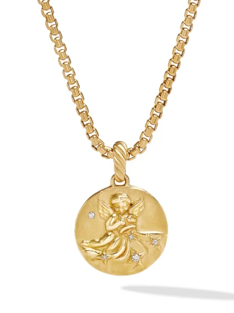 David Yurman 18kt yellow gold Aquarius diamond amulet pendant (28.7mm)