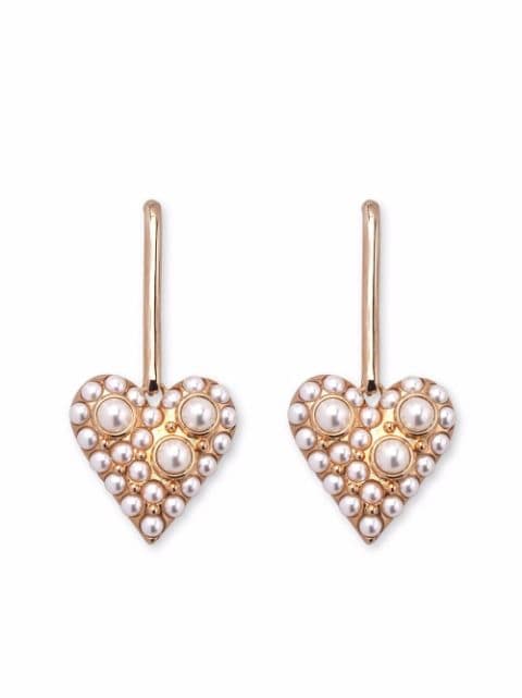 Carolina Herrera pearl-embellished heart drop earrings