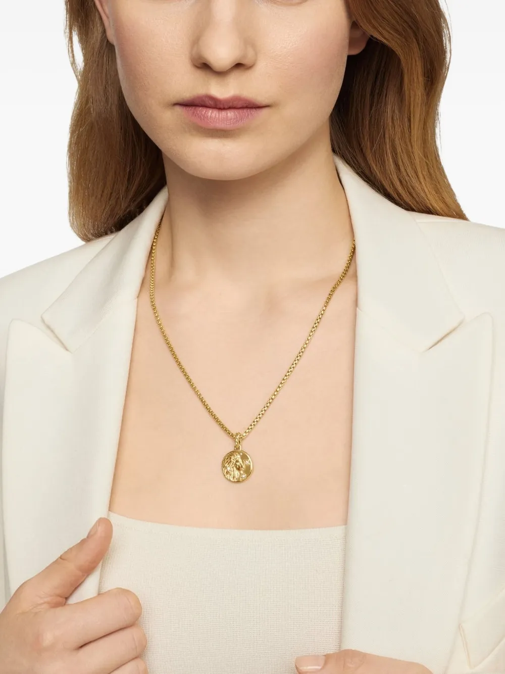 David Yurman 18k Yellow Gold Leo Diamond Necklace In Gold
