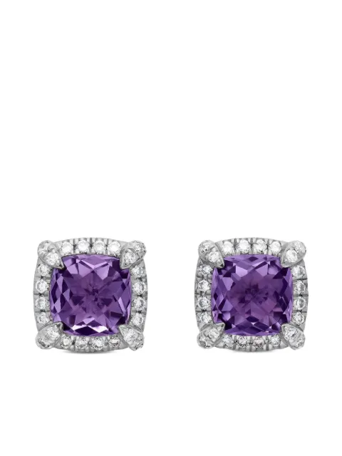 David Yurman sterling silver Petite Chatelaine amethyst and diamond stud earrings (5mm)