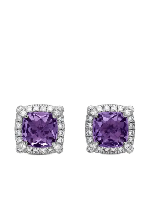Puces d'oreilles Petites Châtelaine en sterling serties d'améthyste et de diamants - David Yurman - Modalova