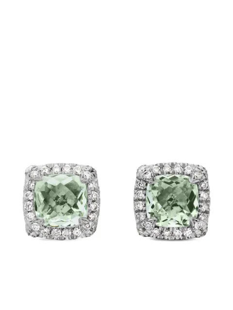 David Yurman sterling silver Petite Chatelaine prasiolite and diamond stud earrings (5mm)