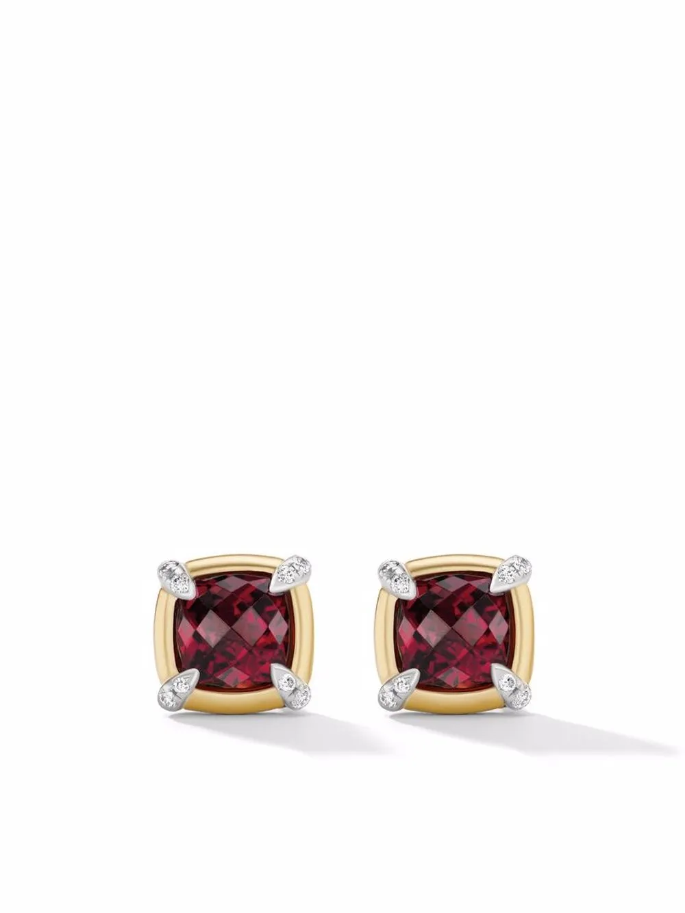 David Yurman серебряные серьги-гвоздики Châtelaine с гранатом и бриллиантами