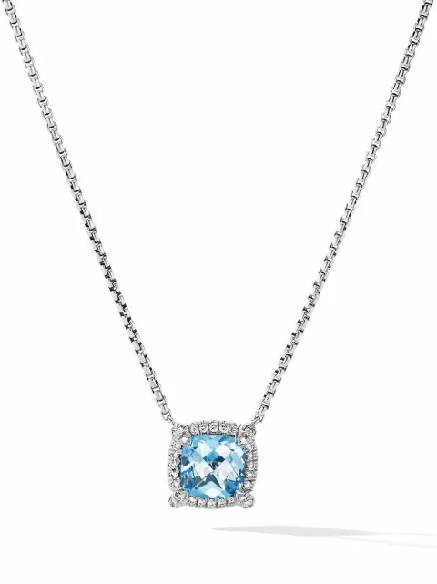 David Yurman sterling silver Petite Chatelaine topaz and diamond necklace