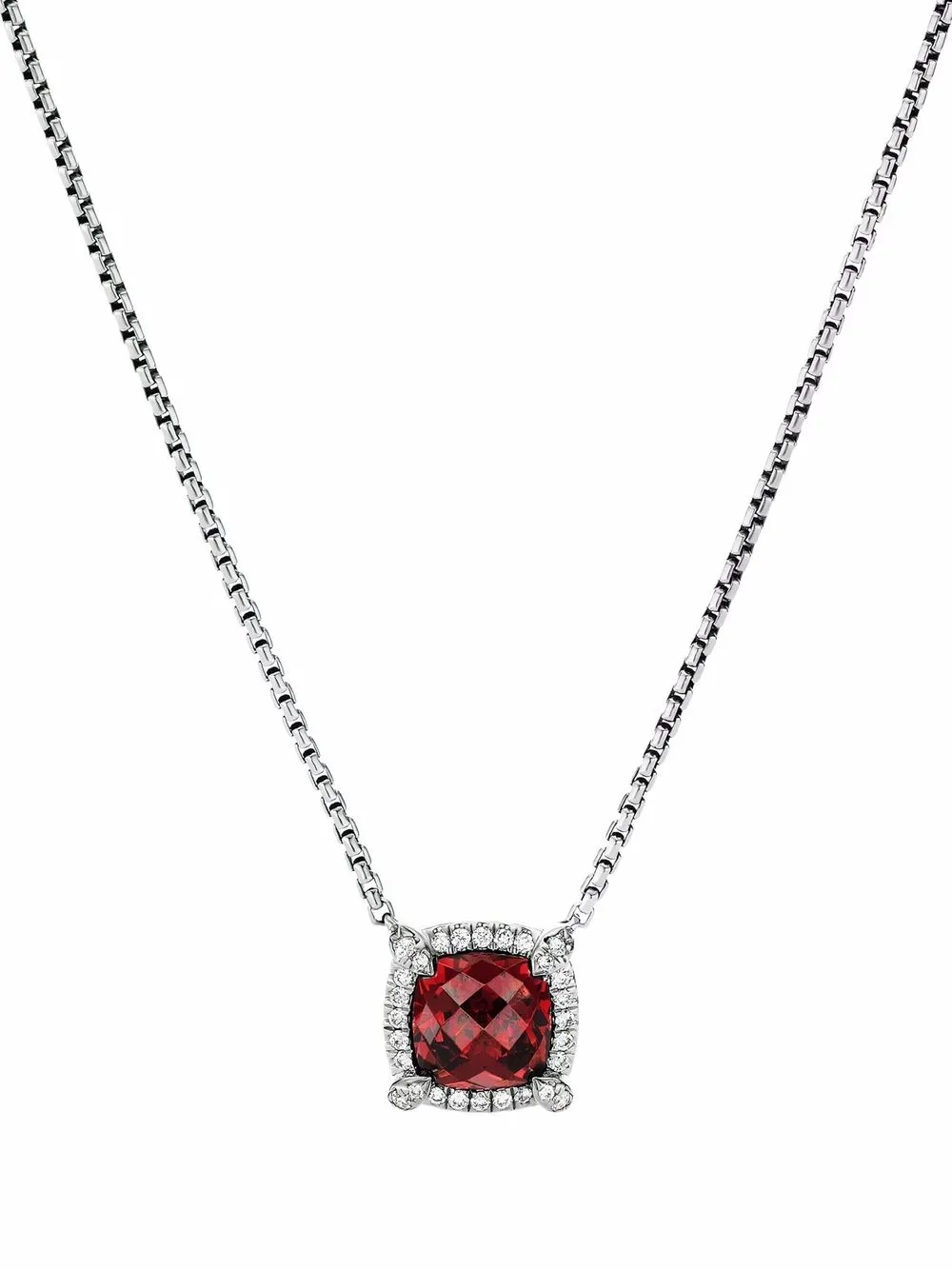 

David Yurman sterling silver petite Châtelaine rhodolite and diamond pendant necklace