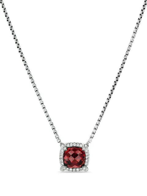 David Yurman sterling silver Petite Chatelaine rhodolite garnet and diamond necklace