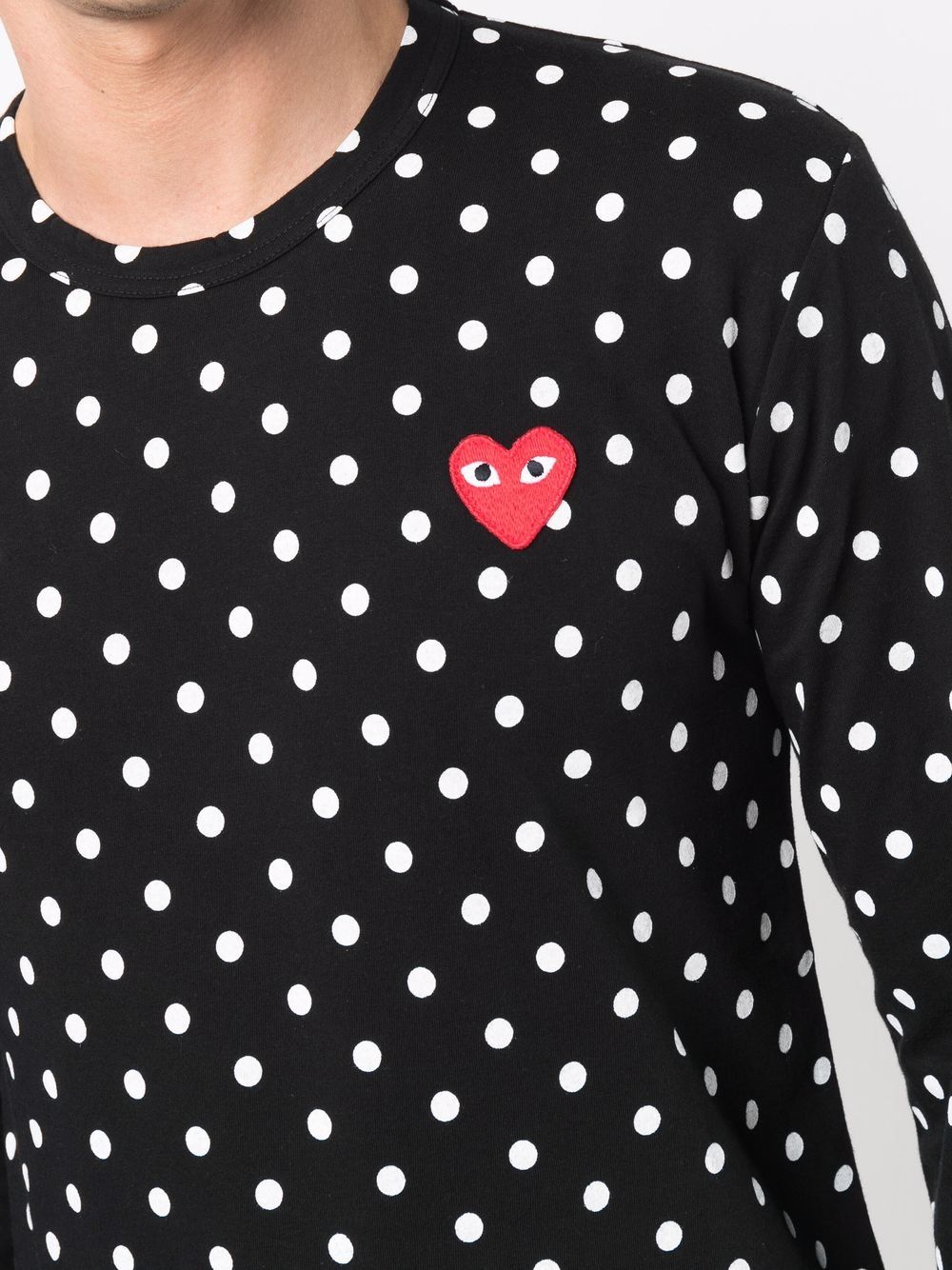 Shop Comme Des Garçons Play Polka Dot-print Long-sleeved T-shirt In 黑色