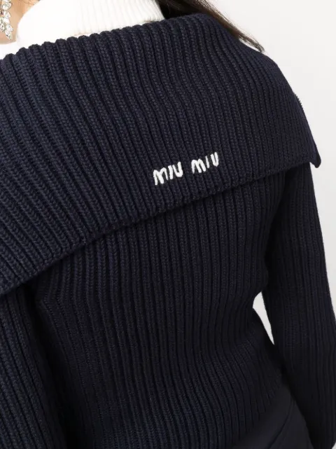 Miu Miu Ribbed Knit zip-up Cardigan - Farfetch