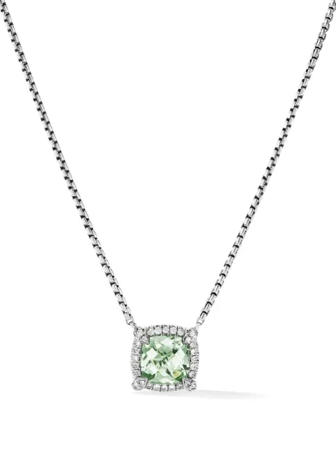 David Yurman sterling silver Petite Chatelaine prasiolite and diamond necklace