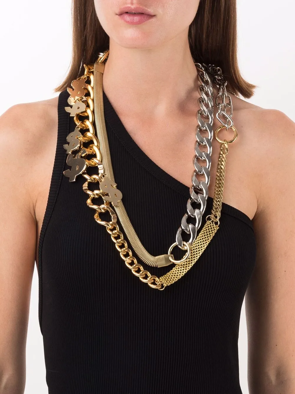 Image 2 of sacai dollar multi chain necklace