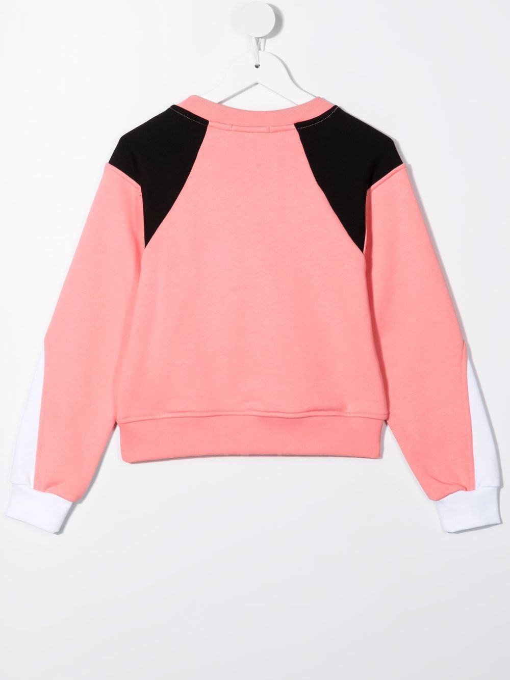 Shop Msgm Logo Print Colour Block Sweater In Pink