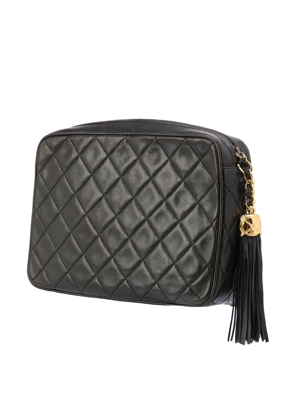 фото Chanel pre-owned стеганая сумка через плечо с кисточкой и логотипом cc