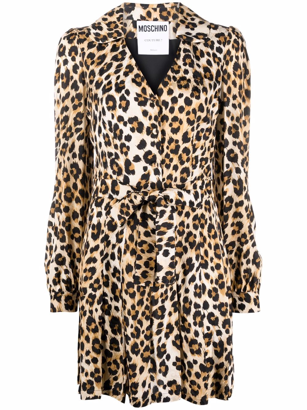 moschino robe-chemise à imprimé léopard - tons neutres
