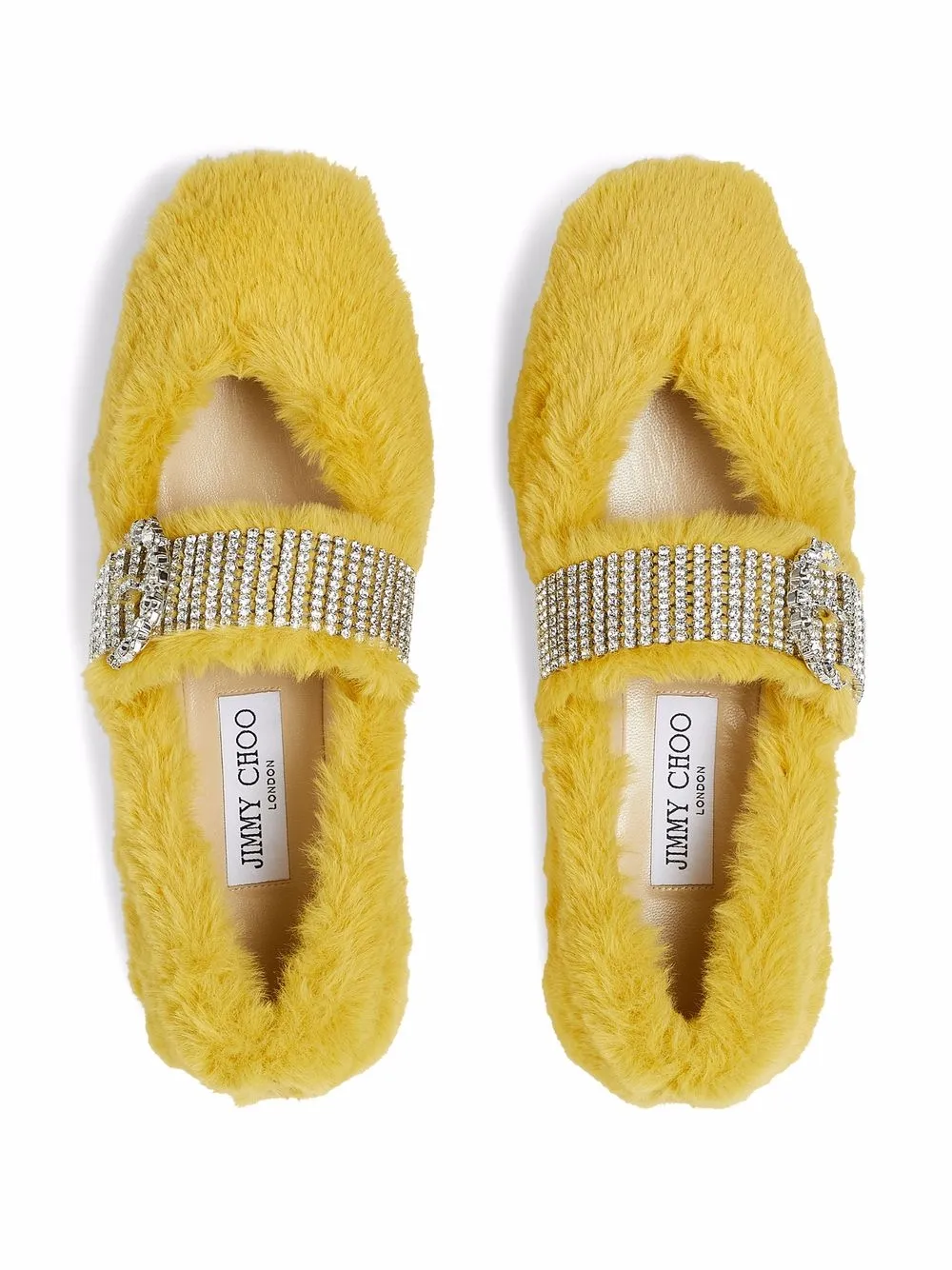 Shop Jimmy Choo Krista Shearling Ballerina Shoes In 黄色