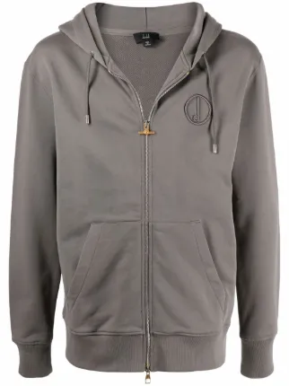 Dunhill embroidered-logo zipped hoodie 