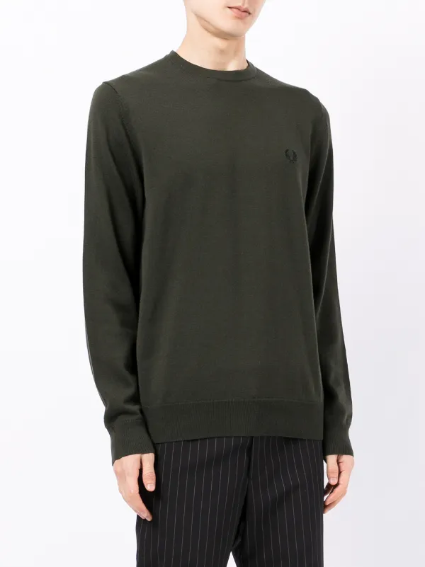 FRED PERRY black logo-embroidered crew 