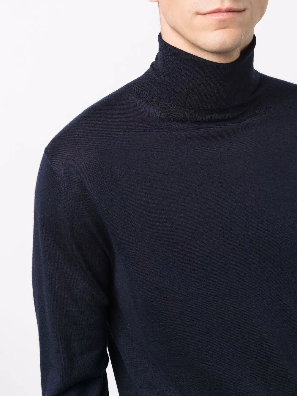 Fedeli Roll-neck Knitted Jumper In Blue