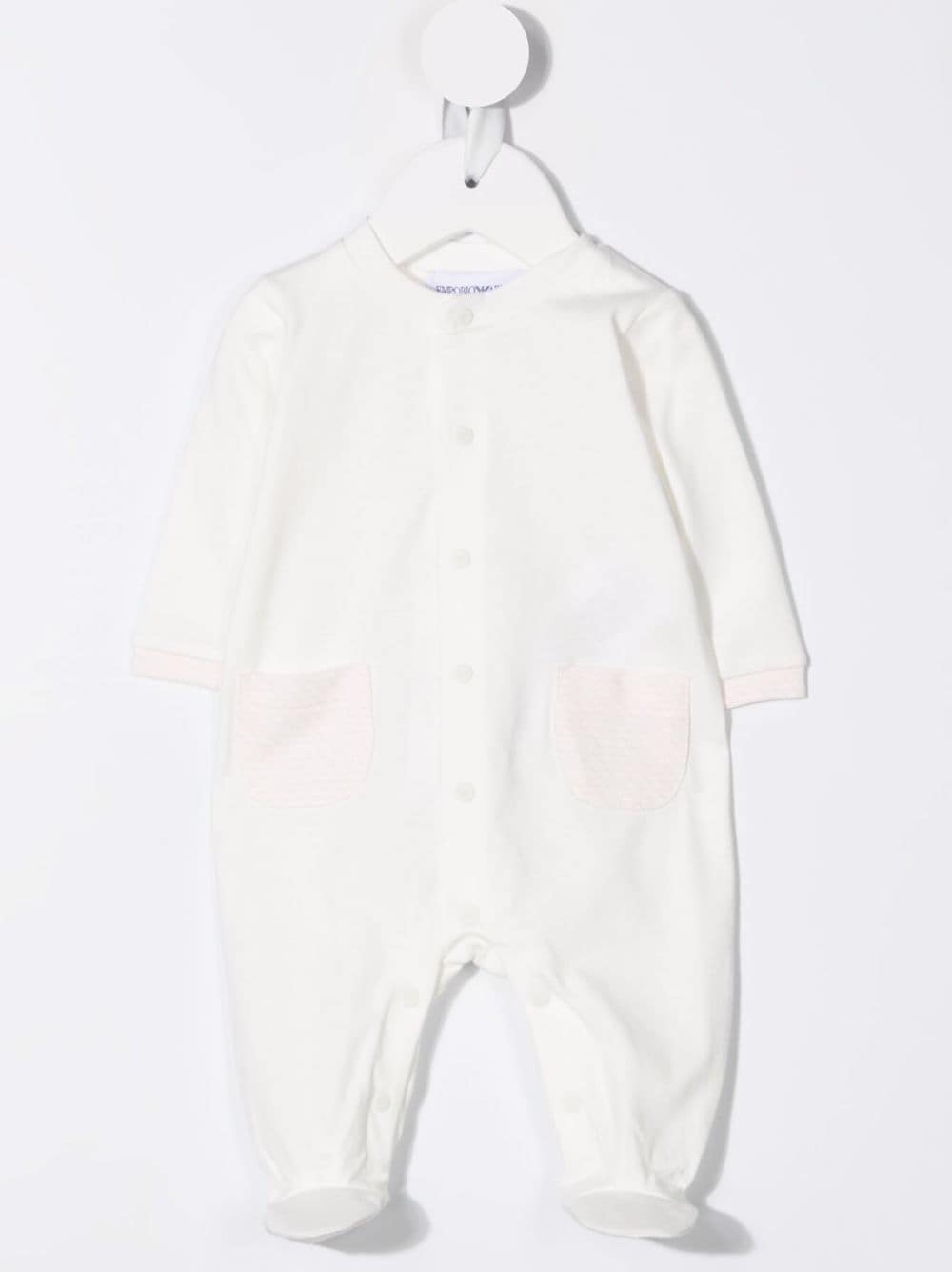 Shop Emporio Armani Long-sleeve Babygrow In White