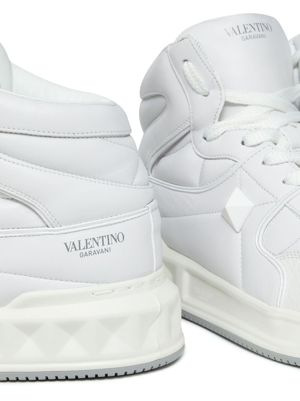 Shop Valentino One Stud High-top Sneakers In White