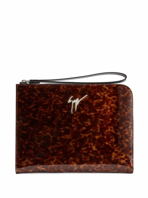 Giuseppe Zanotti Fabian tortoiseshell-effect patent leather clutch