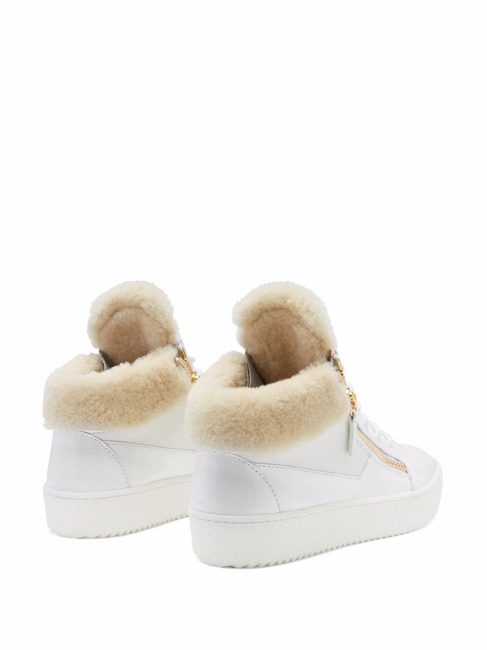 Shop Giuseppe Zanotti Kriss Leather Mid-top Sneakers In White