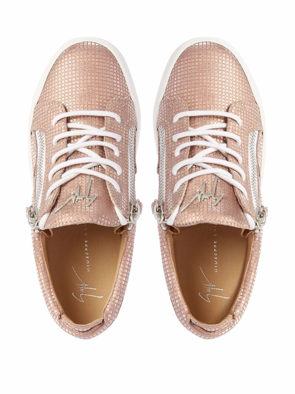 Shop Giuseppe Zanotti Gail Metallic-effect Sneakers In Pink