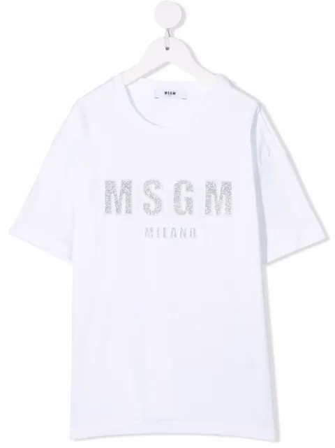 MSGM Kids playera con logo de glitter