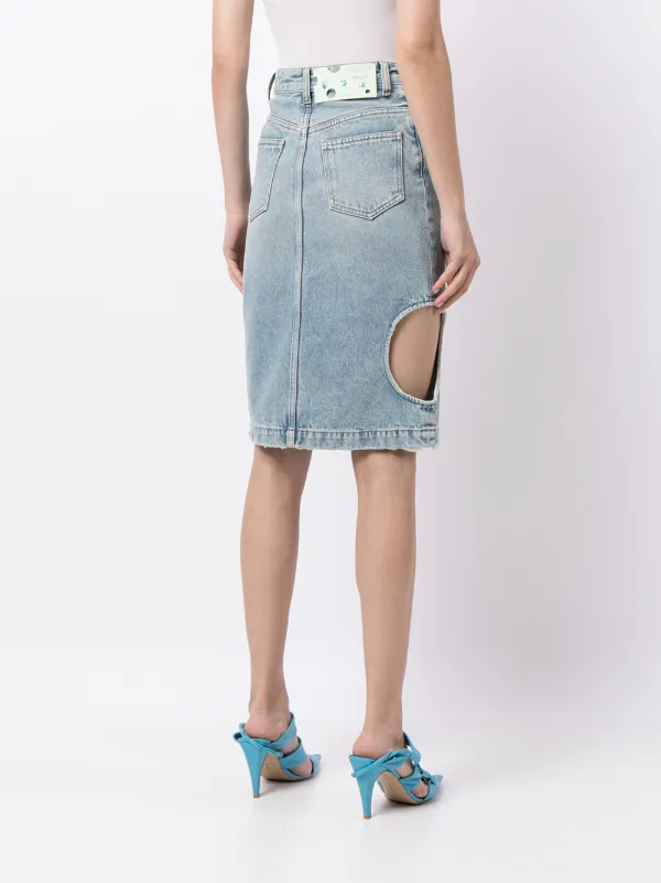 Off-White cut-out Denim Skirt - Farfetch