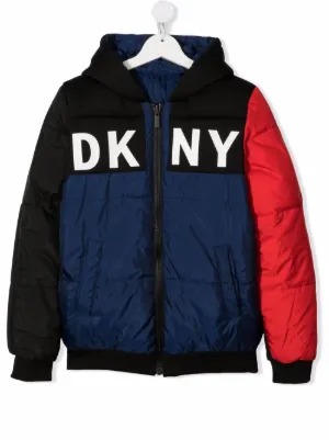 dkny colour block puffer jacket