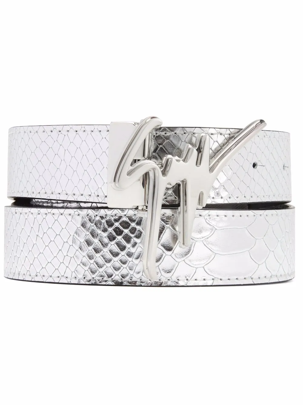 

Giuseppe Zanotti Giuseppe python-print leather belt - Silver