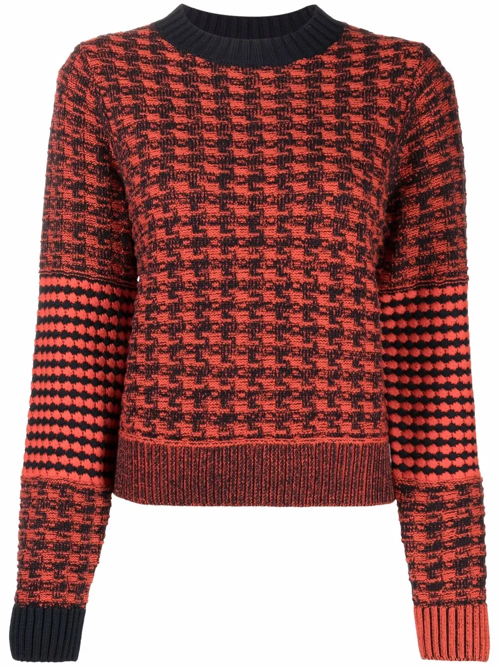 

Victoria Beckham houndstooth-knit panelled jumper - Red