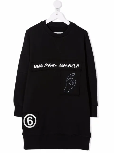 MM6 Maison Margiela Kids logo-tape midi sweater dress