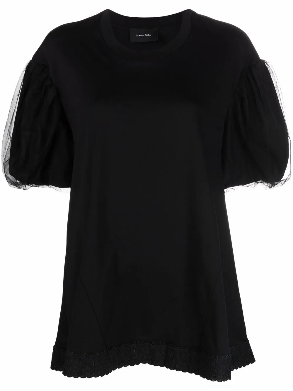 

Simone Rocha playera con bordes festoneados - Negro