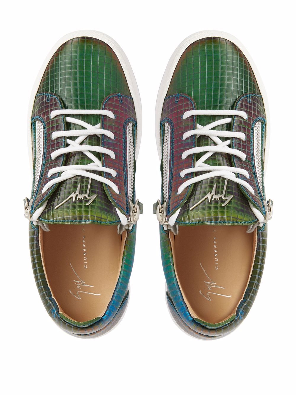 Shop Giuseppe Zanotti Gail Iridescent-effect Sneakers In Green