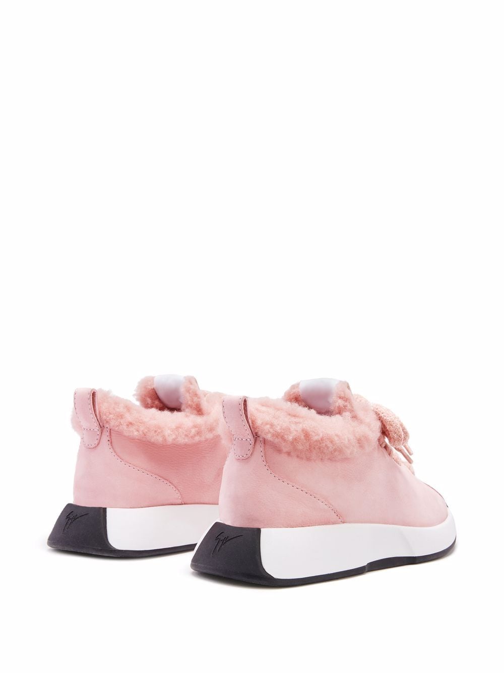 Shop Giuseppe Zanotti Ferox Shearling-lined Leather Sneakers In Pink