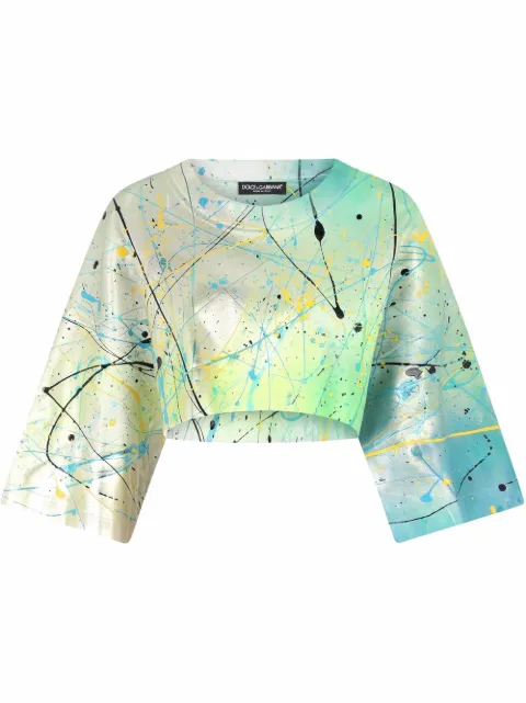 Dolce & Gabbana paint splatter-print cropped top