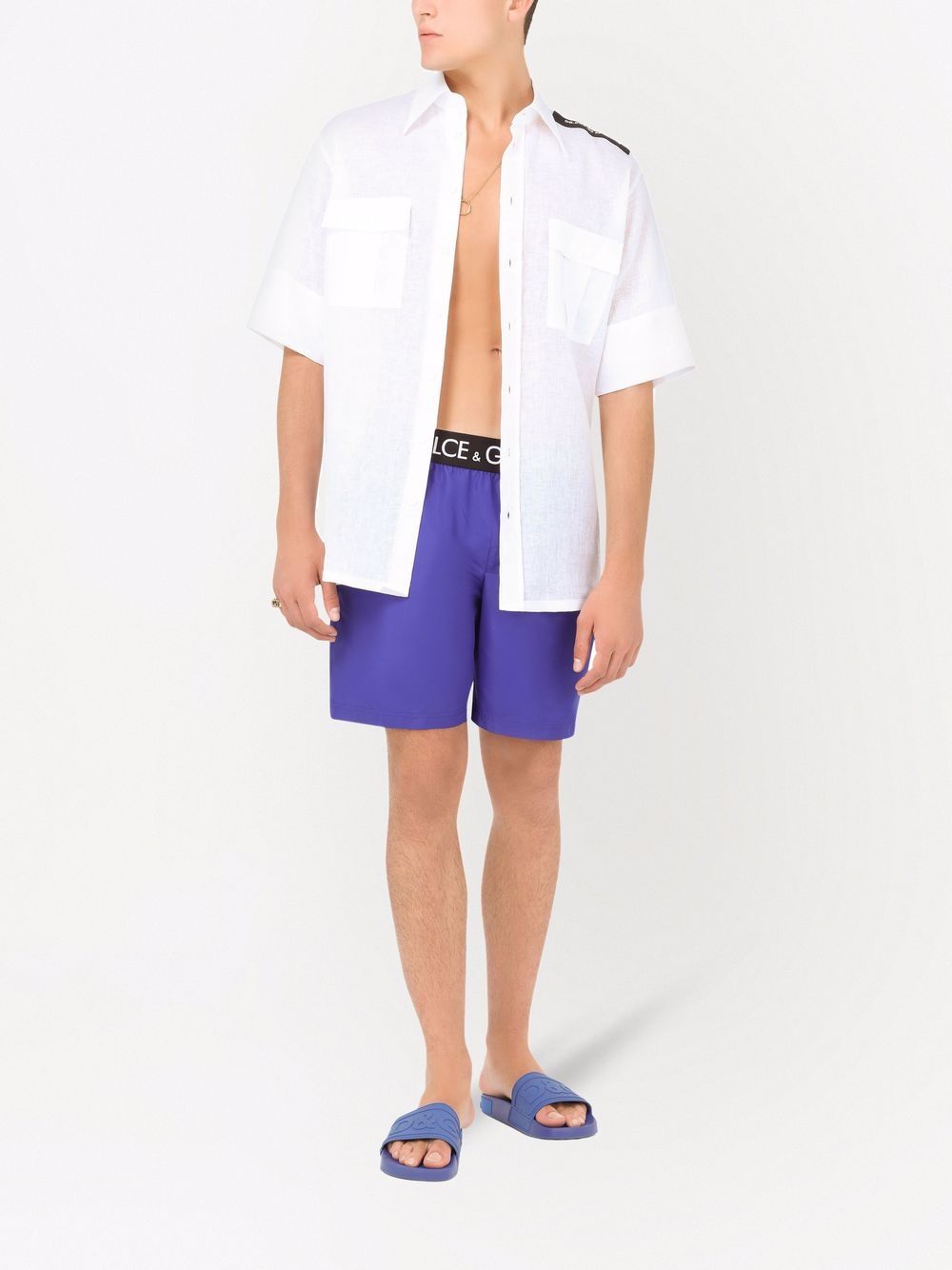 Shop Dolce & Gabbana Logo-waistband Swim Shorts In Violett