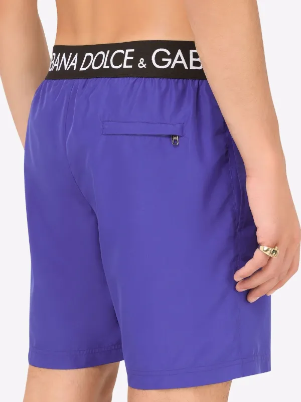 Dolce & Gabbana logo-waistband Swim Shorts | Purple | FARFETCH