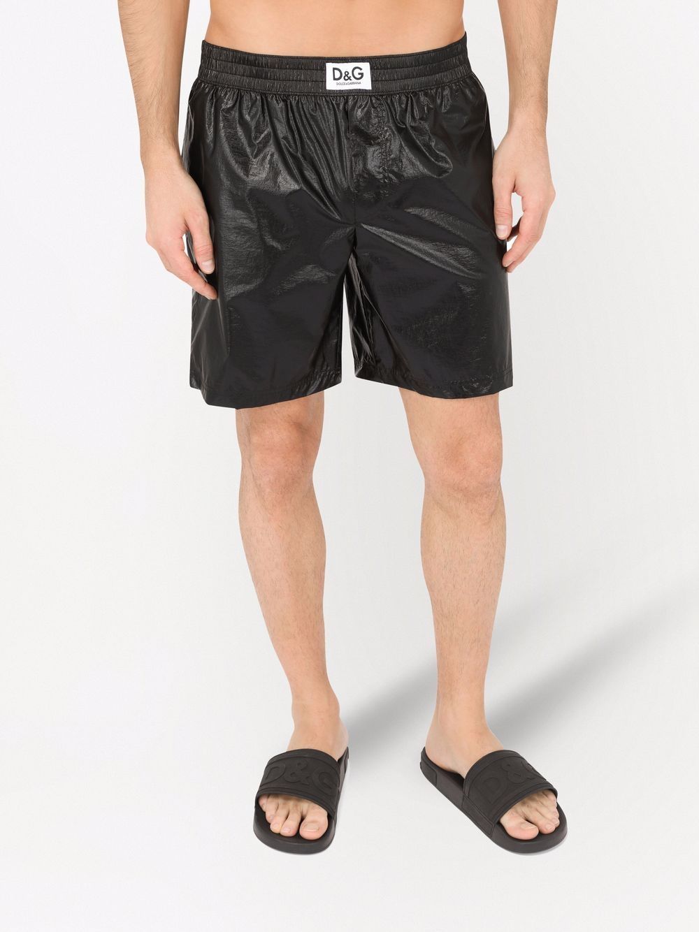 Shop Dolce & Gabbana Logo-patch Swimming Shorts In Black