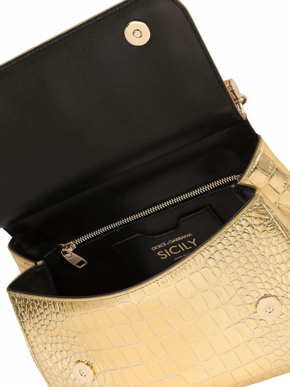 фото Dolce & gabbana сумка-тоут sicily среднего размера с тиснением под крокодила