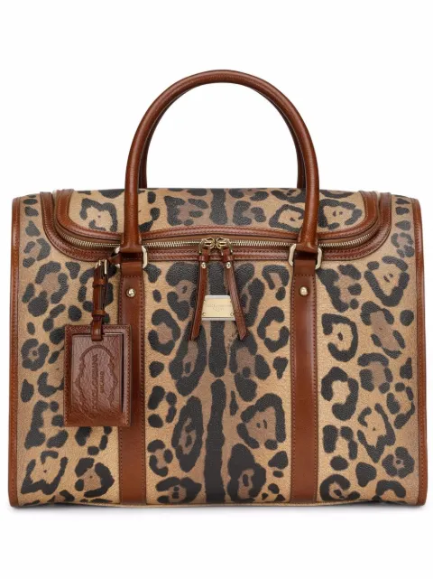 Dolce & Gabbana Mala de couro com estampa de leopardo