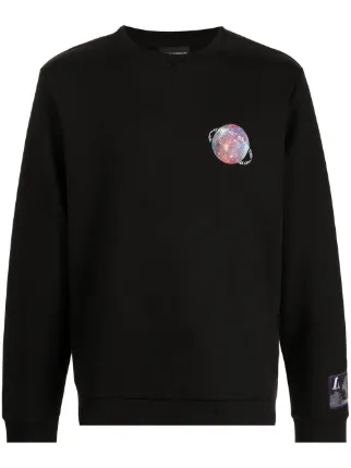 Emporio Armani black graphic-print crew 