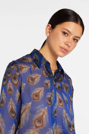 Just Cavalli Feather-Print Silk Shirt 