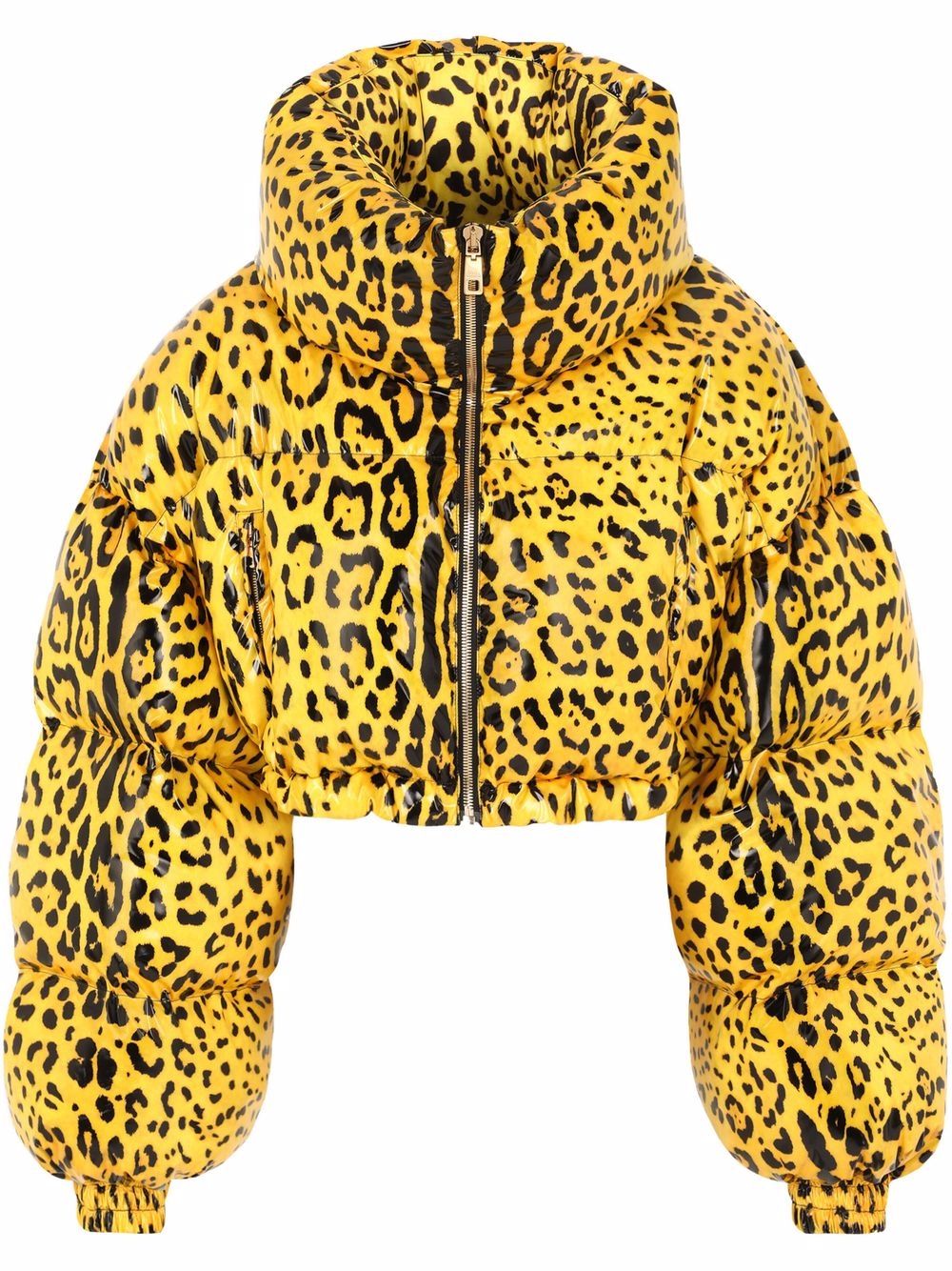 leopard print cropped puffer jacket