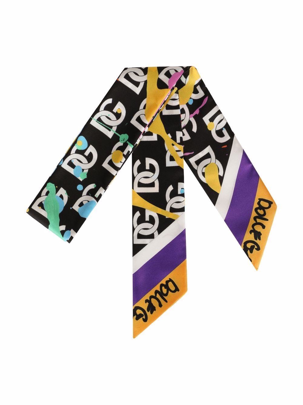 фото Dolce & gabbana шелковый шарф с логотипом dg и эффектом разбрызганной краски