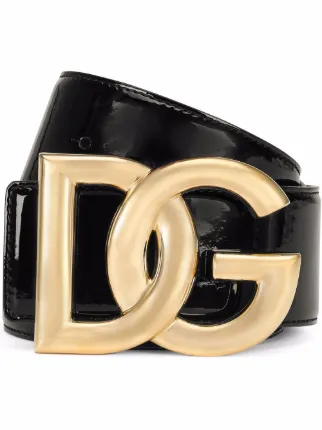 Dolce & Gabbana Black Patent DG Logo Belt Patent leather belt with DG logo in Black for Girls  main image 3