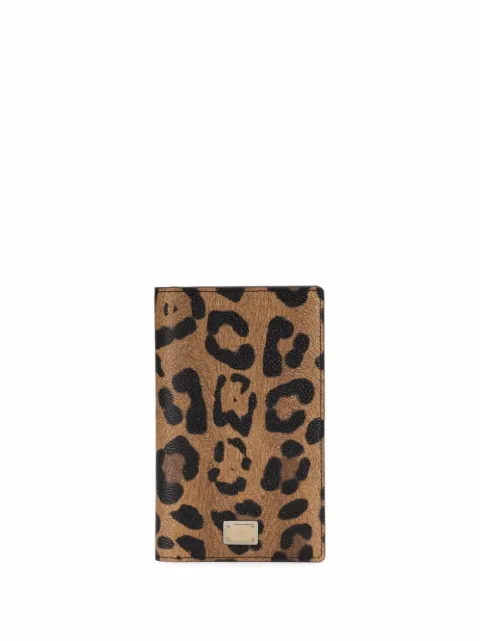 Dolce & Gabbana Porta-passaporte Crespo com estampa de leopardo