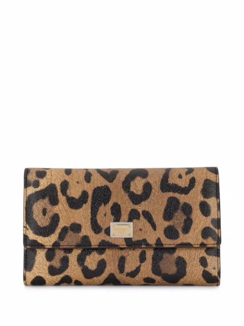 Dolce & Gabbana Porta-documentos Crespo com estampa de leopardo