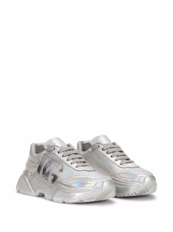 Dolce & Gabbana Rubber Daymaster Holographic Effect Sneakers in Silver Womens Shoes Trainers Low-top trainers White 