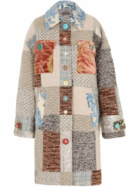 Dolce striped & Gabbana patchwork single-breasted coat
